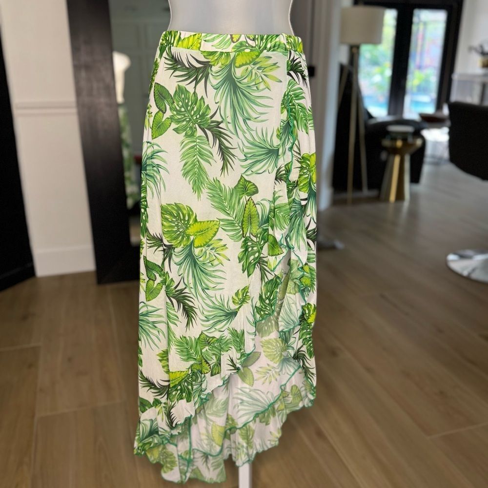 Tropical Ruffle Hem Cover Up, Size Large - Picture 5 of 13